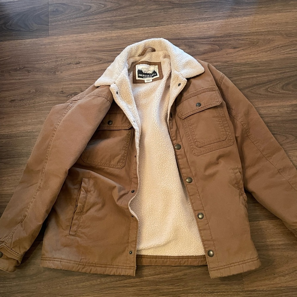 American Eagle Outfitters Tan Sherpa-Lined Field Jacket